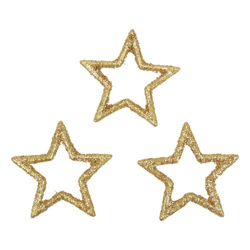 Floristik24 Decoração dispersa de estrelas de Natal com glitter dourado Ø4cm 120 unidades