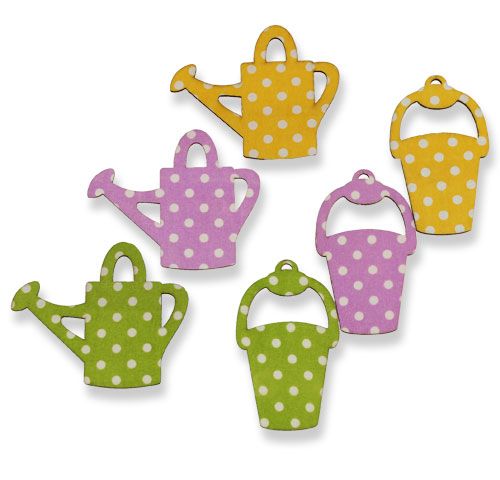 Floristik24 Regador / balde feito de madeira de 8 cm 12 unidades sortidas