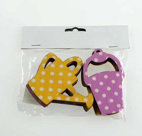 Floristik24 Regador / balde feito de madeira de 8 cm 12 unidades sortidas