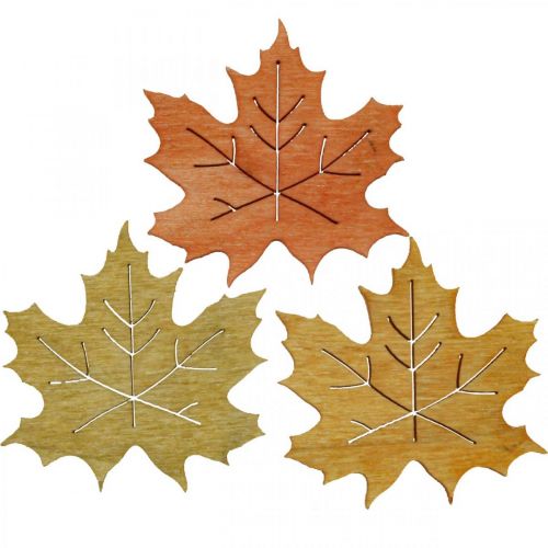 Decoração de mesa outono, decoração dispersa folha de bordo de madeira W4cm 72p