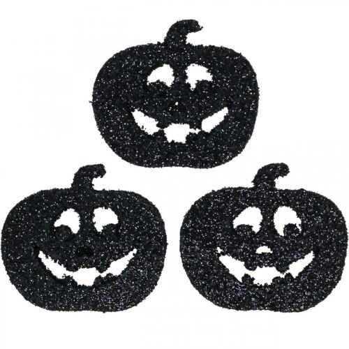 Itens Decoração de dispersão decoração de abóbora de Halloween 4cm preto, glitter 72pcs