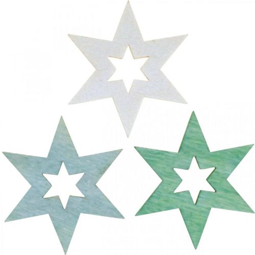 Itens Estrelas de madeira granulado Natal Verde H4cm 72p