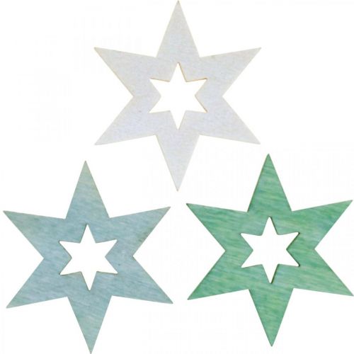 Floristik24 Estrelas de madeira granulado Natal Verde H4cm 72p