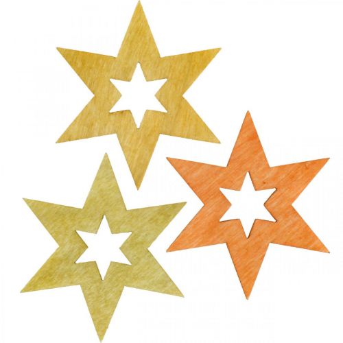 Floristik24 Decoração de Estrelas de Madeira Decoração Dispersa Natal Laranja Alt.4cm 72 un