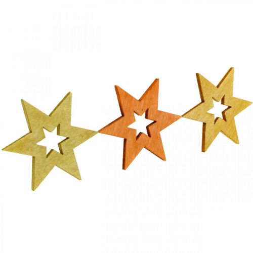 Itens Estrelas de madeira granulado Natal Laranja A 4cm 72p