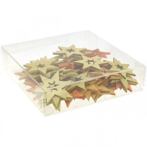 Floristik24 Decoração de Estrelas de Madeira Decoração Dispersa Natal Laranja Alt.4cm 72 un