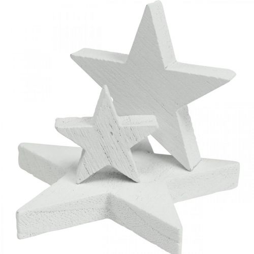 Itens Espalhar decoração estrelas de madeira Natal branco 2.5/4.5/6.5cm 29p