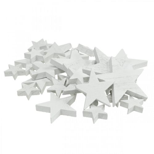 Floristik24 Espalhar decoração estrelas de madeira Natal branco 2.5/4.5/6.5cm 29p