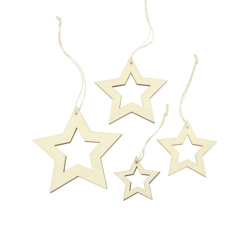 Estrelas de madeira decoração cabide estrela de madeira natural 6/8/10/12cm 16 peças