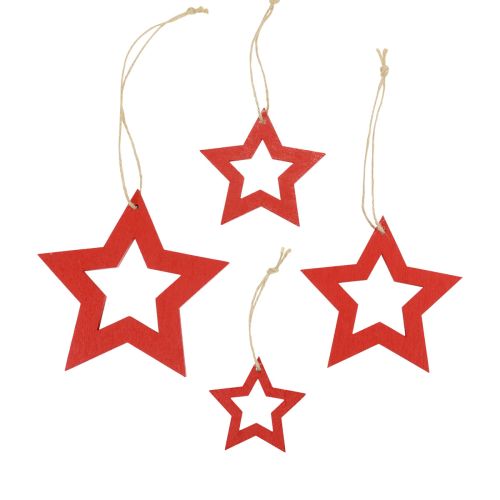 Estrelas de madeira decoração cabide estrela de madeira vermelha 6/8/10/12cm 16 peças