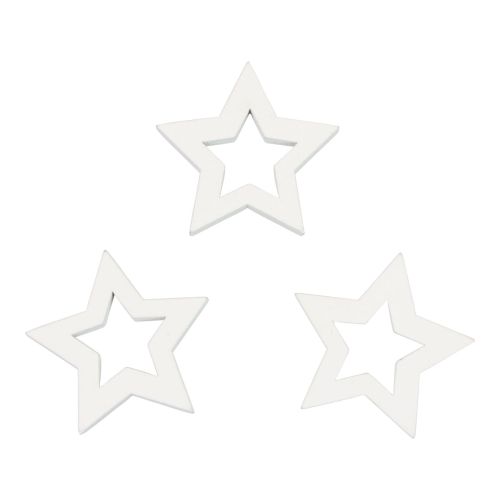 Floristik24 Decoração dispersa estrelas de Natal estrelas brancas de madeira Ø4cm 54 unidades
