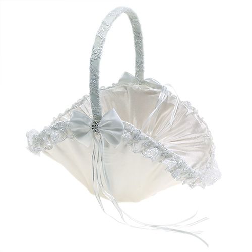 Floristik24 Cesta de lixo Cesta de casamento branco 27cm