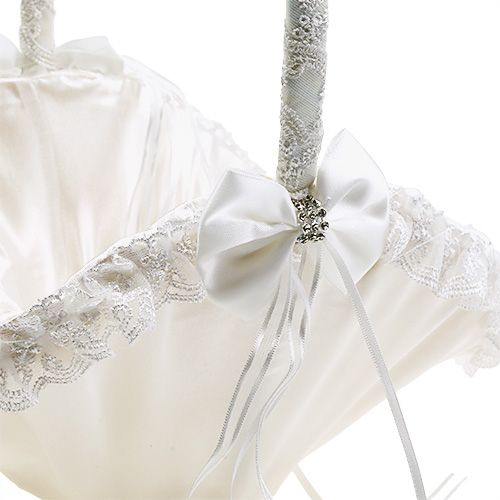 Floristik24 Cesta de lixo Cesta de casamento branco 27cm