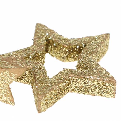 Floristik24 Decoração dispersa estrelas glitter dourado 48 unidades