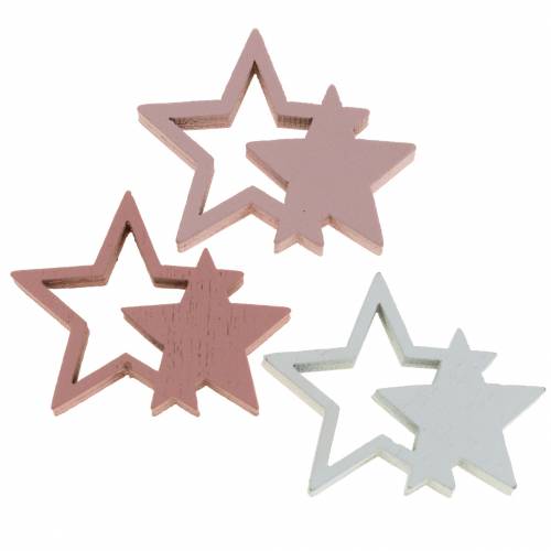 Floristik24 Decoração dispersa com estrelas rosa / branco 36 unidades