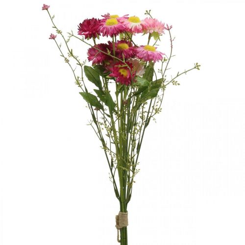 Floristik24 Rhodanthe rosa-rosa, flores de seda, planta artificial, buquê de flores de palha L46cm