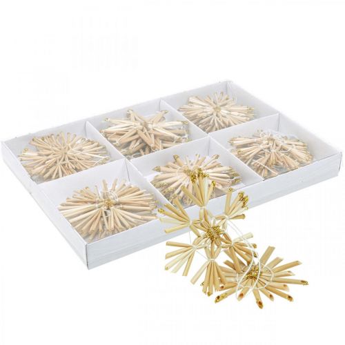 Itens Conjunto de estrelas de palha glitter ouro decorações de Natal Ø8cm 24 unidades