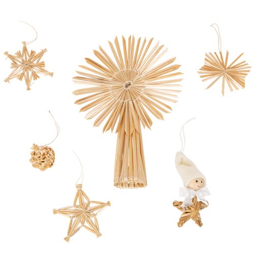 Conjunto de enfeites de Natal em forma de estrela de palha para árvore de Natal, 35 peças. comprar | Floristik24.pt