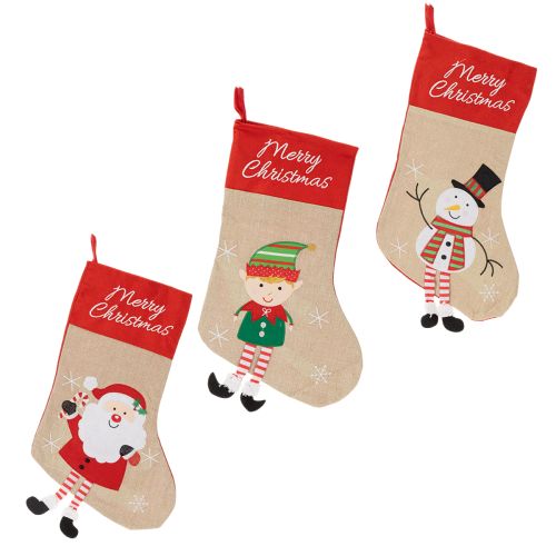 Meia de Natal com motivo para pendurar, 50 cm, 3 peças