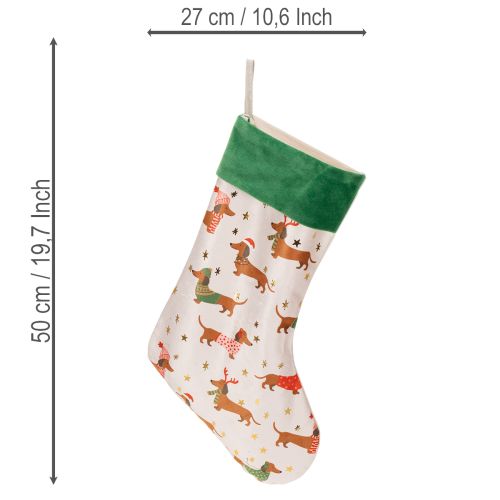 Meia de Natal com estampa de dachshund, 50cm | Floristik24.pt