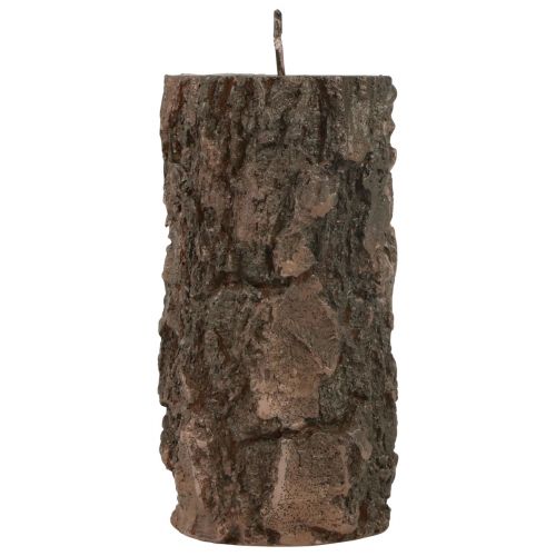 Floristik24 Vela pilar tronco de árvore vela decorativa marrom 130/65mm 1ud