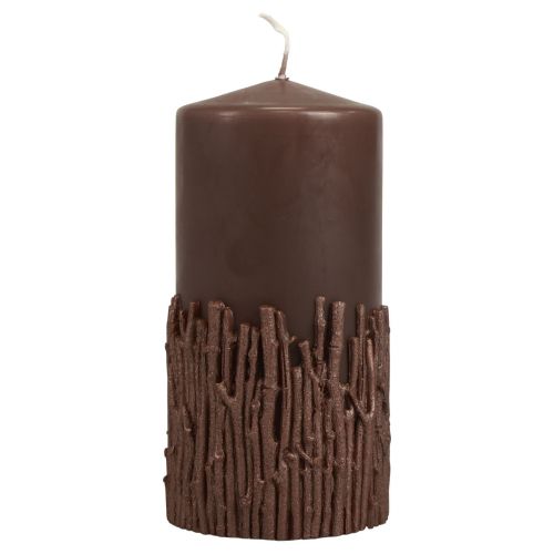 Itens Vela pilar ramos decoração vela marrom escuro 150/70mm 1ud