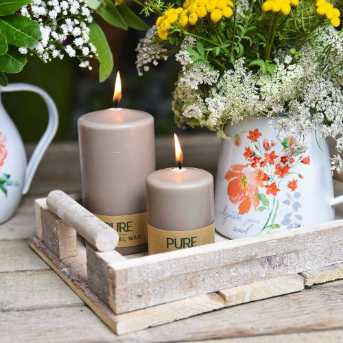 Itens Vela pilar pura marrom 90/60 vela de cera natural decoração de vela de colza estearina sustentável