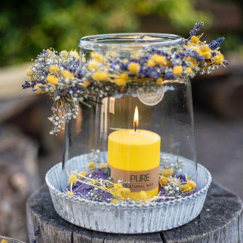 Floristik24 Vela pilar amarelo limão Velas Wenzel Velas PURA 90×70mm