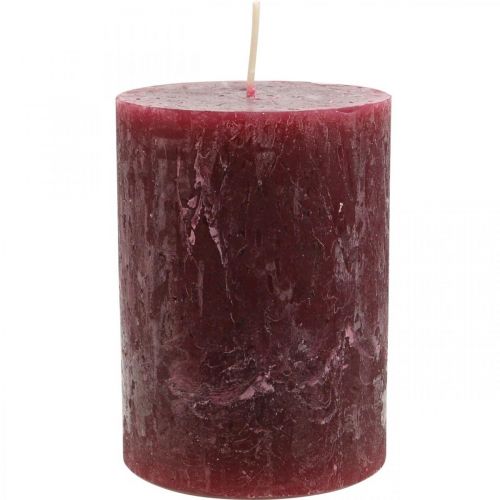 Floristik24 Pilares de velas cor sólida Rústico Borgonha 80×110mm 4 un