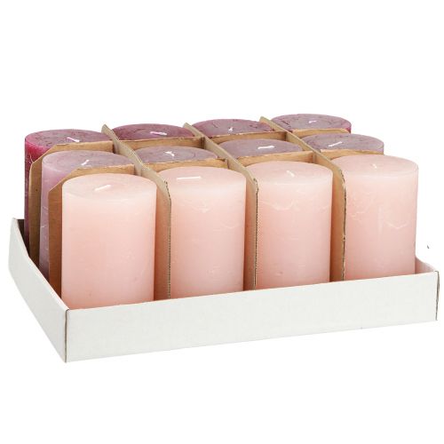 Itens Velas pilares cor sólida 3 cores Berry 70×120mm 12 un
