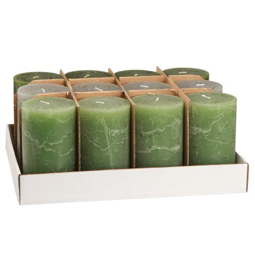 Itens Velas pilar sólidas 3 cores verde 70×120mm 12 un