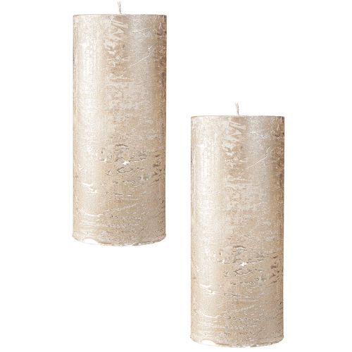 Itens Velas pilares cor sólida ouro claro 85×200mm 2 un