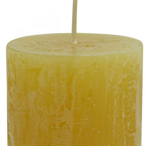 Itens Velas pilar Velas rústicas lisas amarelas 60/110mm 4 un