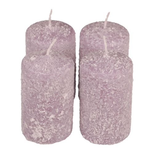 Floristik24 Velas pilares velas de Natal de inverno roxas 60×100mm 4 unidades