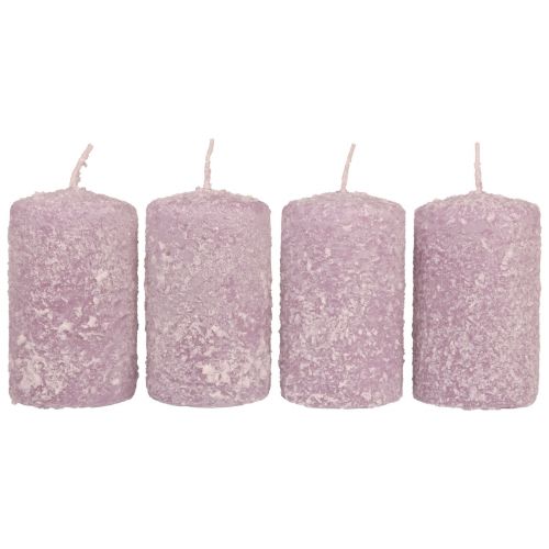 Floristik24 Velas pilares velas de Natal de inverno roxas 60×100mm 4 un