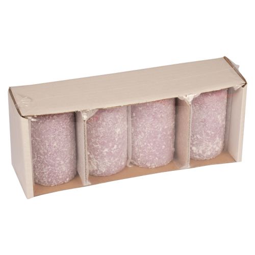 Floristik24 Velas pilares velas de Natal de inverno roxas 60×100mm 4 un