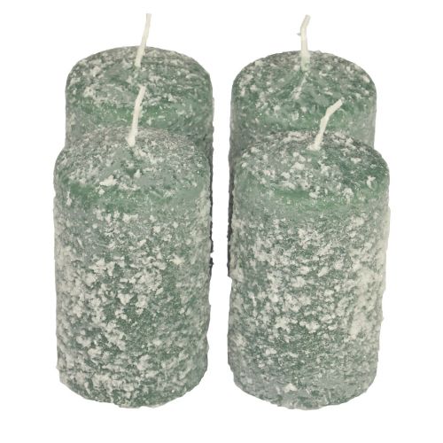 Velas pilares velas de Natal de inverno verdes 60×100mm 4 unidades
