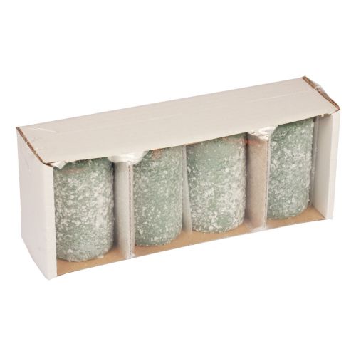 Floristik24 Velas pilares velas de Natal de inverno verdes 60×100mm 4 unidades