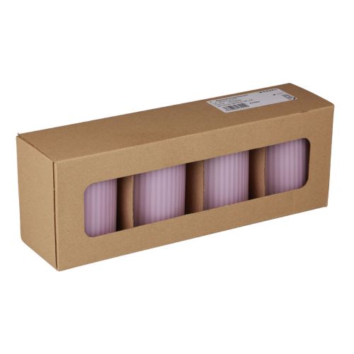 Floristik24 Velas pilares decoração velas ranhuradas lilás 70/90mm 4 un