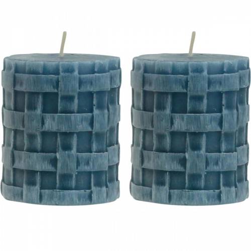 Floristik24 Velas pilares azuis rústicos 80/65 velas rústicas 2pcs