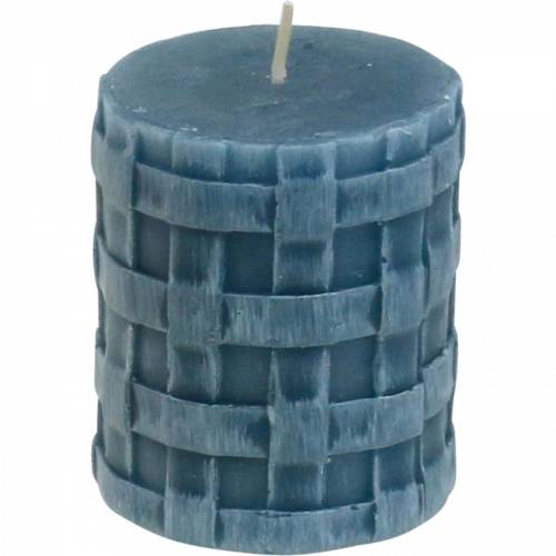 Floristik24 Velas Pilar Rústica Azul 80/65 Velas Rústicas 2 un