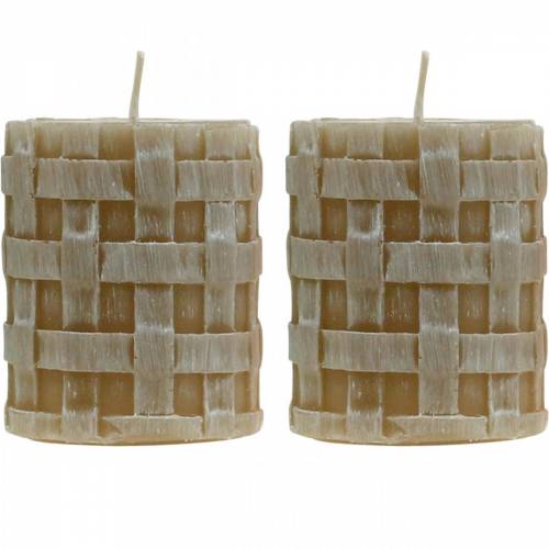 Velas pilares castanhos rústicos 80/65 velas decoração rústica de velas 2 unidades