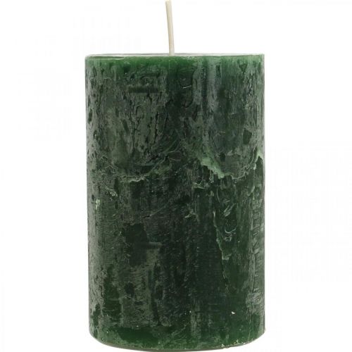 Floristik24 Velas Coloridas Sólidas Verde Escuro Pilar Velas 70×110mm 4pcs