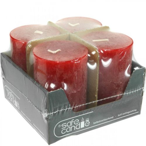 Itens Velas pilar Velas de Advento rústicas lisas vermelhas 70/110mm 4 un