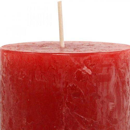 Itens Velas pilar Velas de Advento rústicas lisas vermelhas 70/110mm 4 un