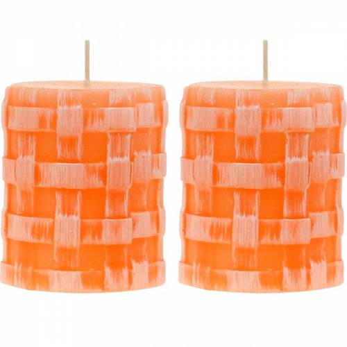 Itens Velas Pilar Laranja Rústica Vela 80/65 Velas Rústicas de cera 2 unidades