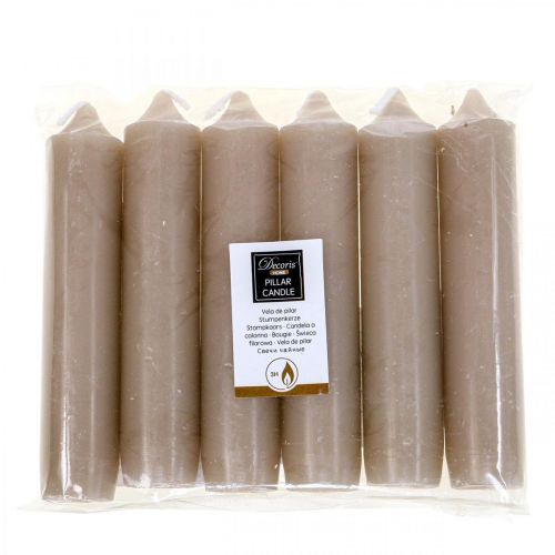 Floristik24 Velas de pilar velas curtas cinza Ø2,2cm A11cm 6uds