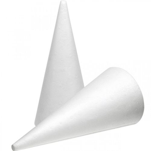 Floristik24 Cone de isopor branco 26cm x12cm 5uds