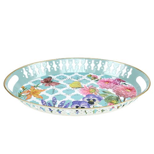 Floristik24 Bandeja com motivo floral oval 42 cm x 33 cm