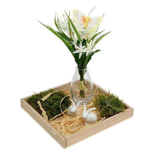 Floristik24 Bandeja de madeira natural média 24,5 cm x 24,5 cm Alt.3 cm